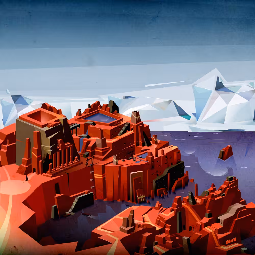 The River and the city in the Red Desert