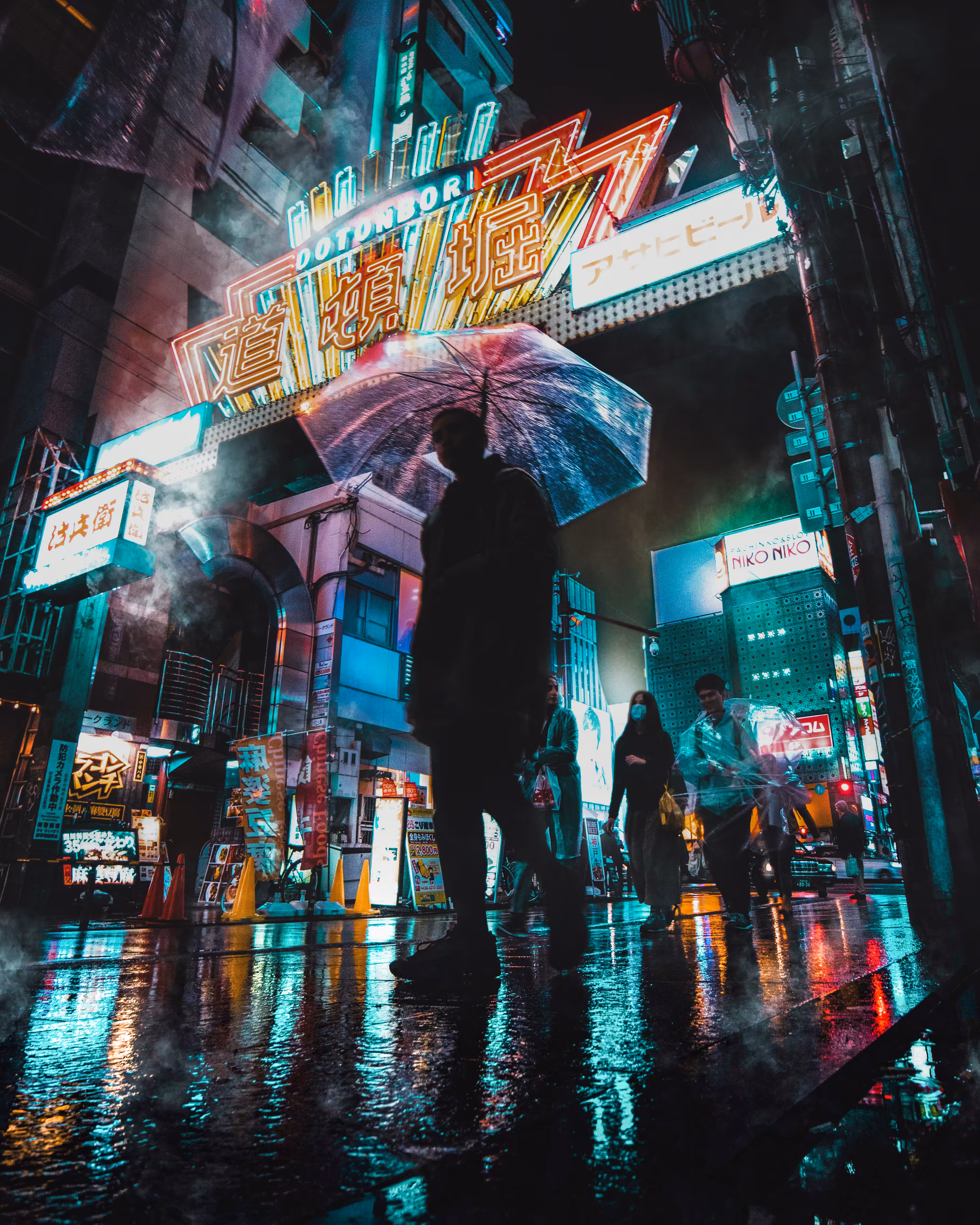 Rain purifying the neon city