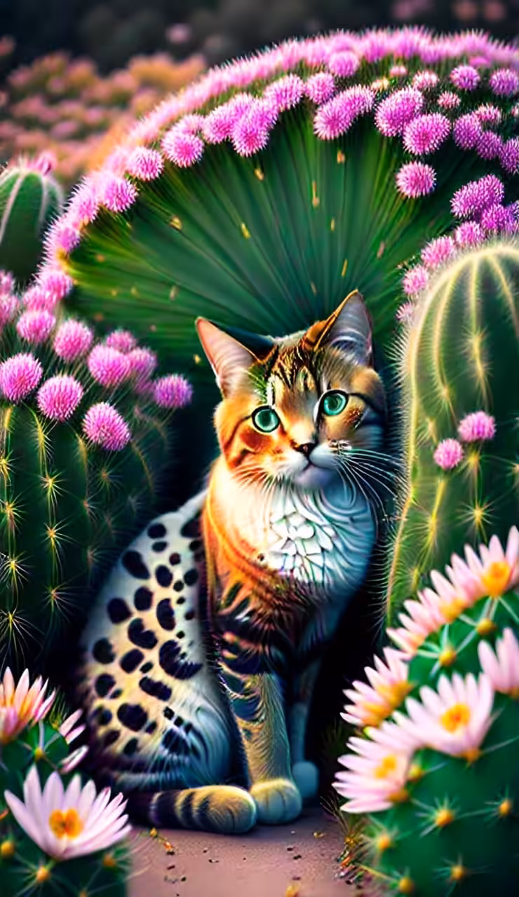Cat with cactus