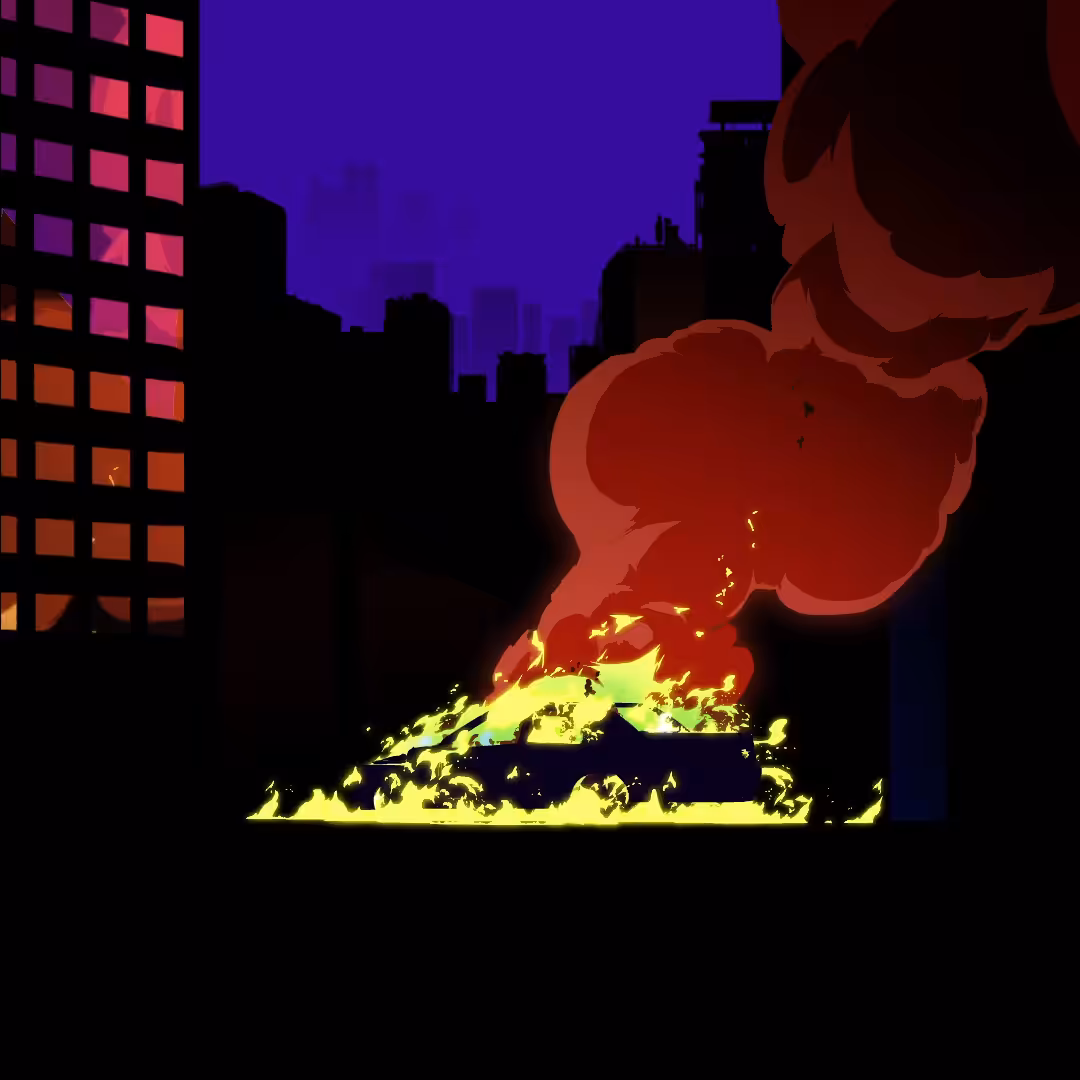 The burning car 01
