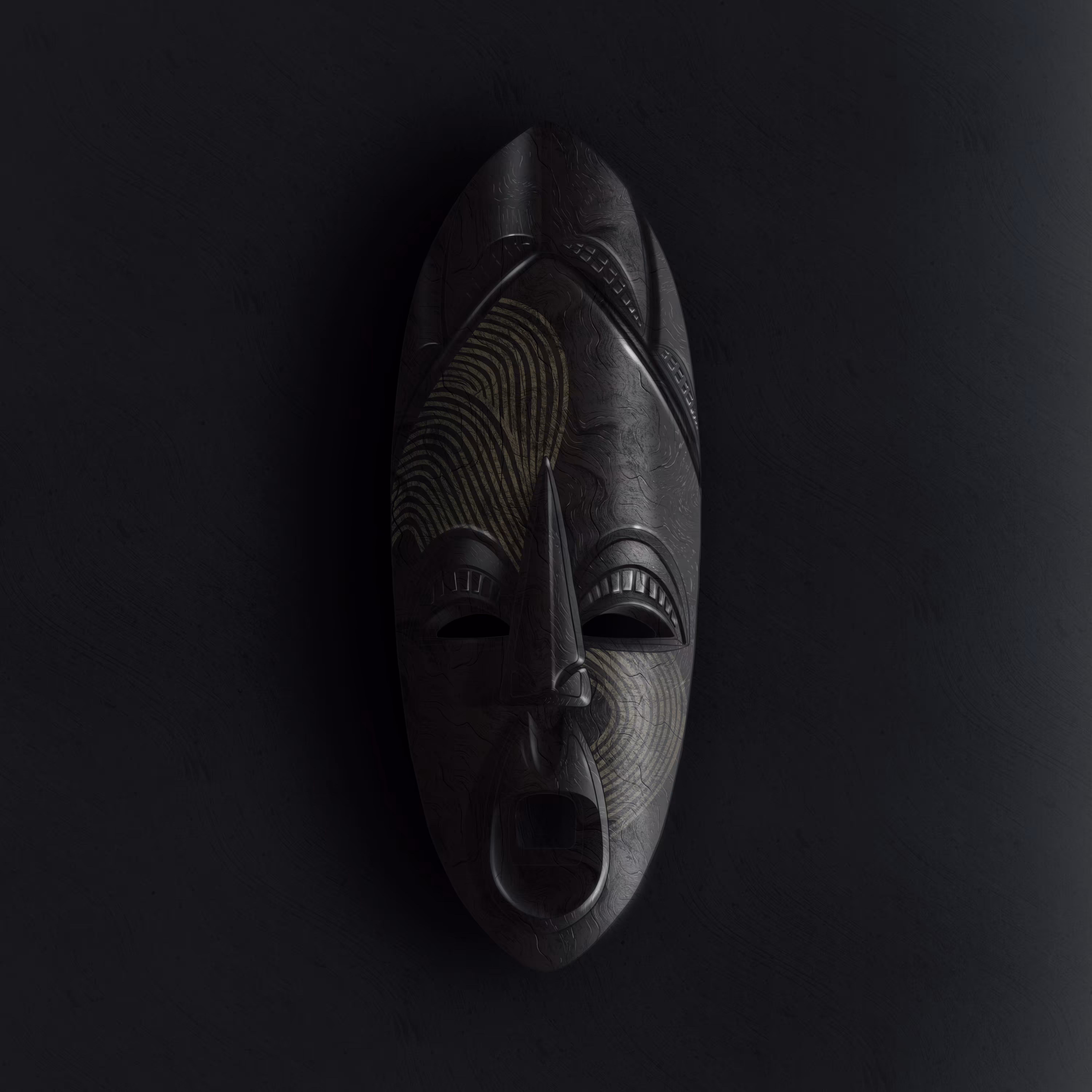 "Hunter's Shout"Ghanaian wooden mask. No. 2/5