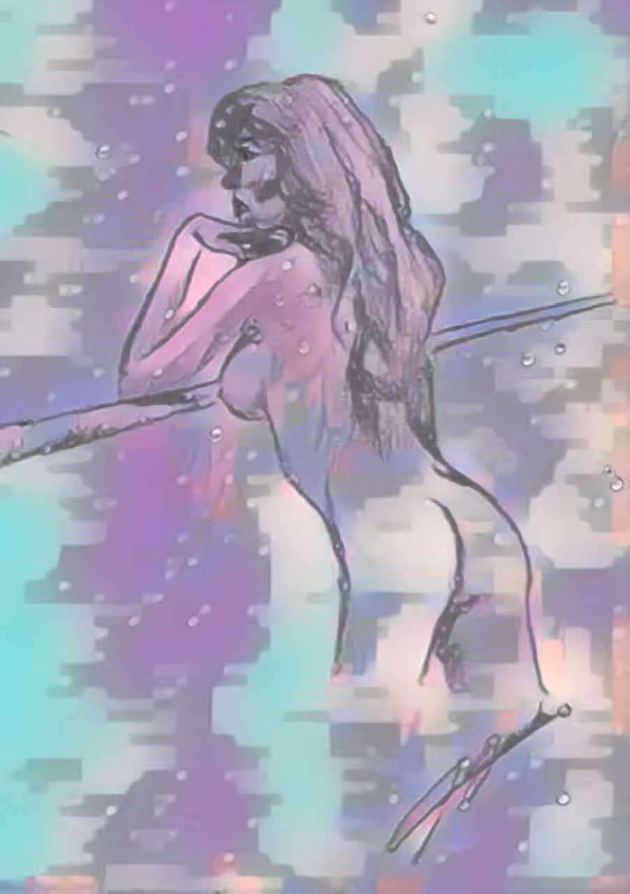 Nude girl thinking
