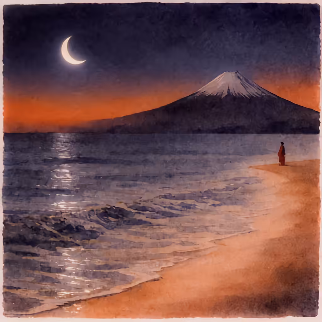 Simple Fuji Art: Twilight Shore