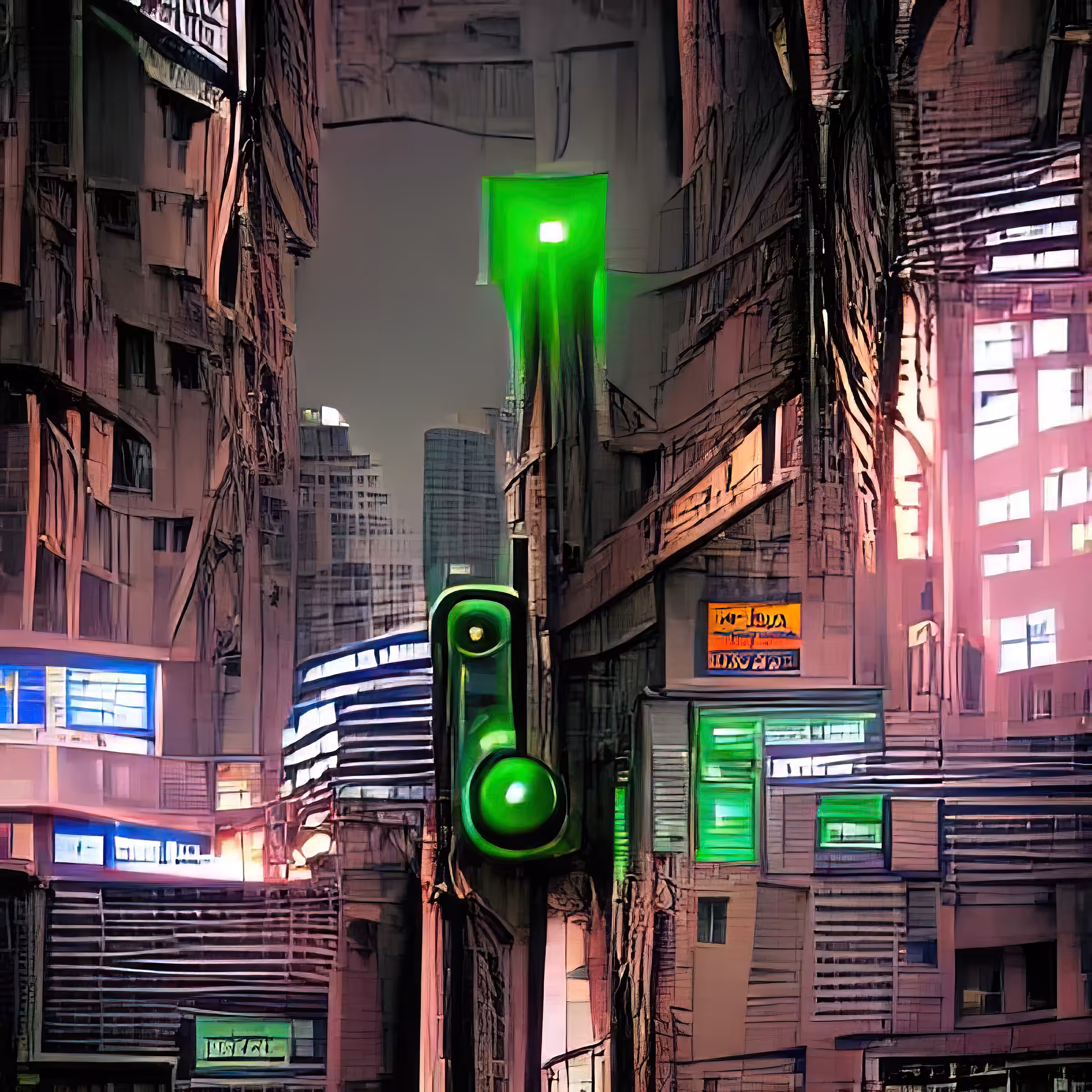 streets of cyberpunk city green light cBNiiarI18DG8GQsTTnF
