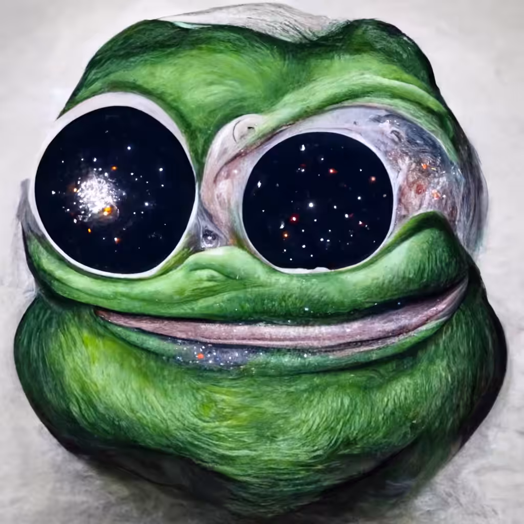 An epic galaxy of billions of stars in the shape of Pepe the Frog.