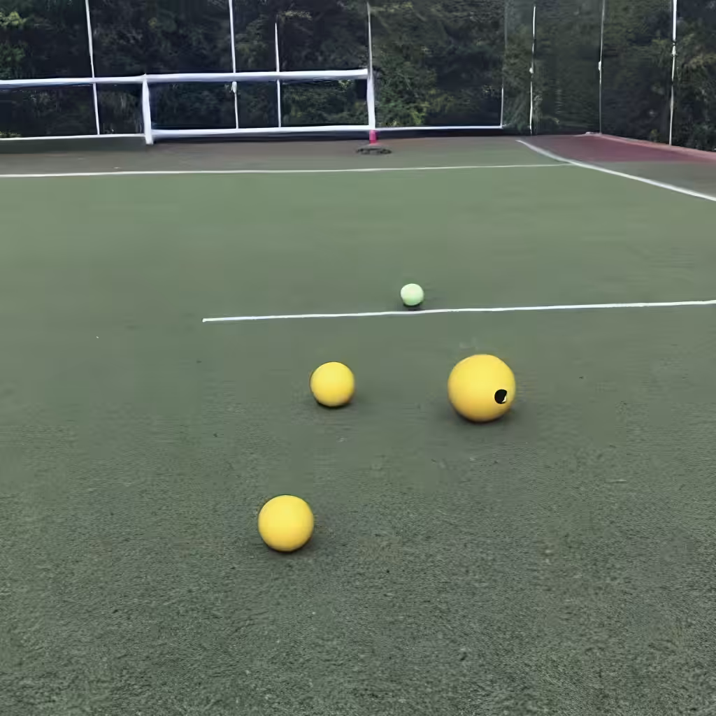 "three balls thrown in the air to get a straight line" attempt #15
