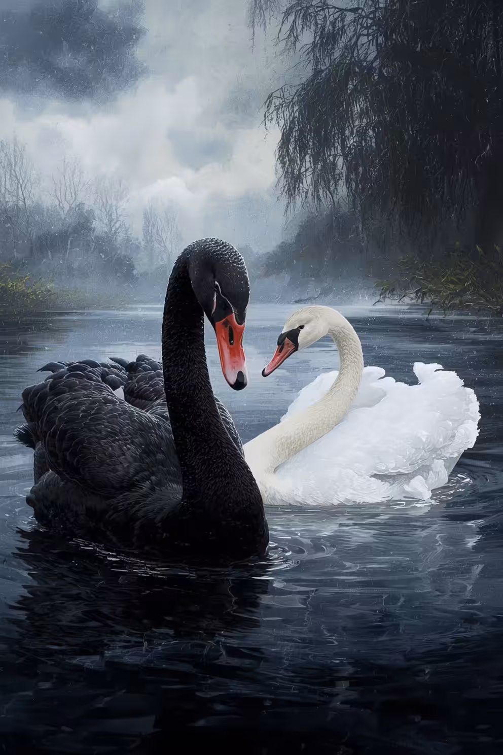 Swans in love