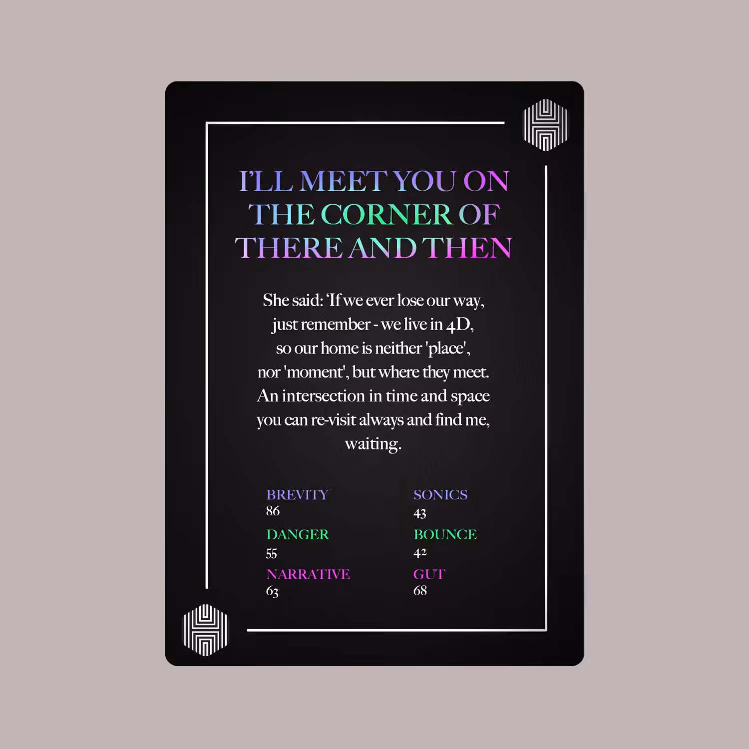 POETRY CARDS VOL 1 | META/VERSE: 010 - I'LL MEET YOU ON THE CORNER OF THERE AND THEN