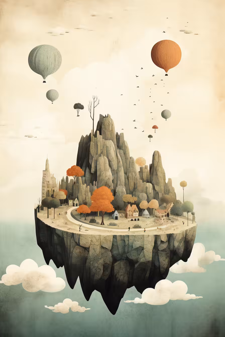 Mountain in sky 