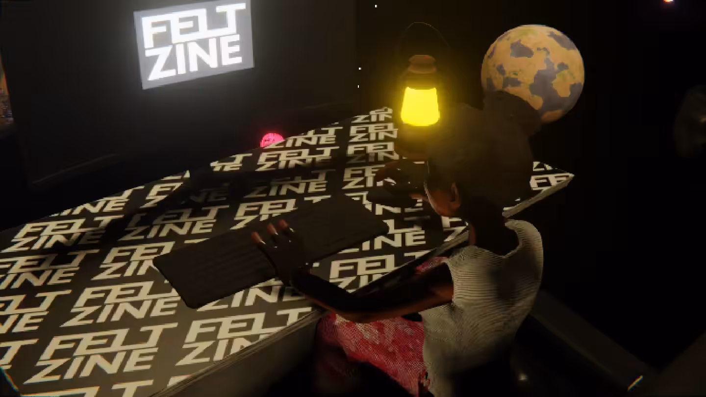 Desktop #197: The Military Brat in the Eames Chair With a Gas Lamp and a Old School Monitor on a Felt Zine Table in Space