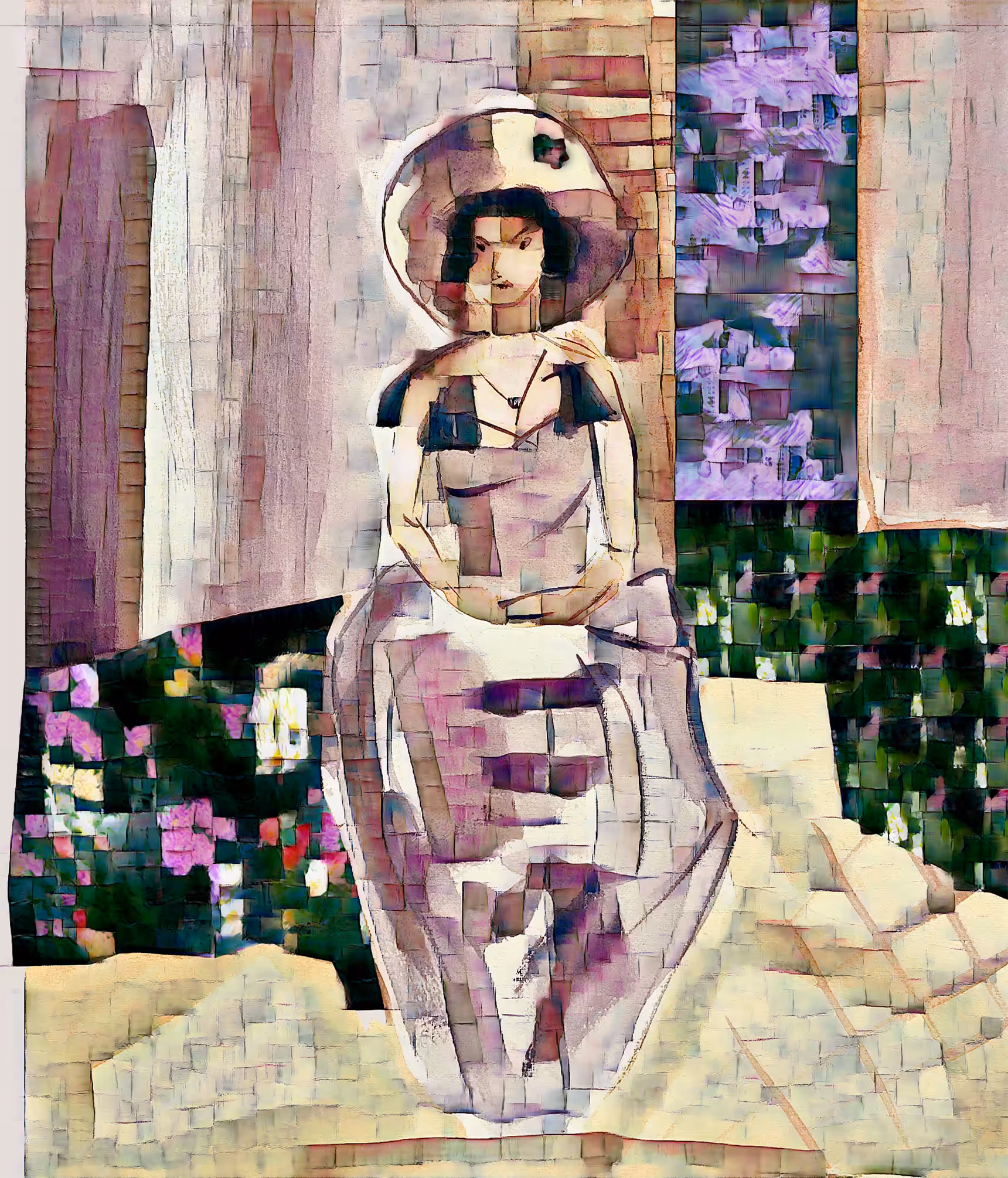 Girl in the Room with AI Garden Views