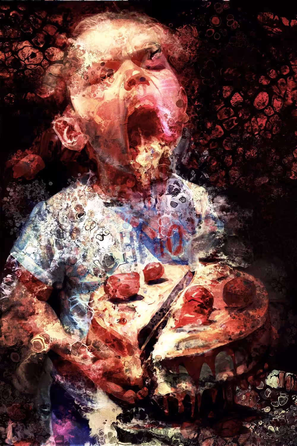 7 deadly sins, gluttony of a boy, Acrylic Pour