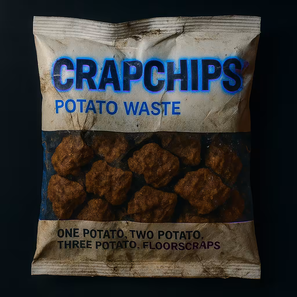 Anonymous Nobody’s Not-So-Supermarket Sale Rack: CrapChips™️ Potato Waste (Damaged)