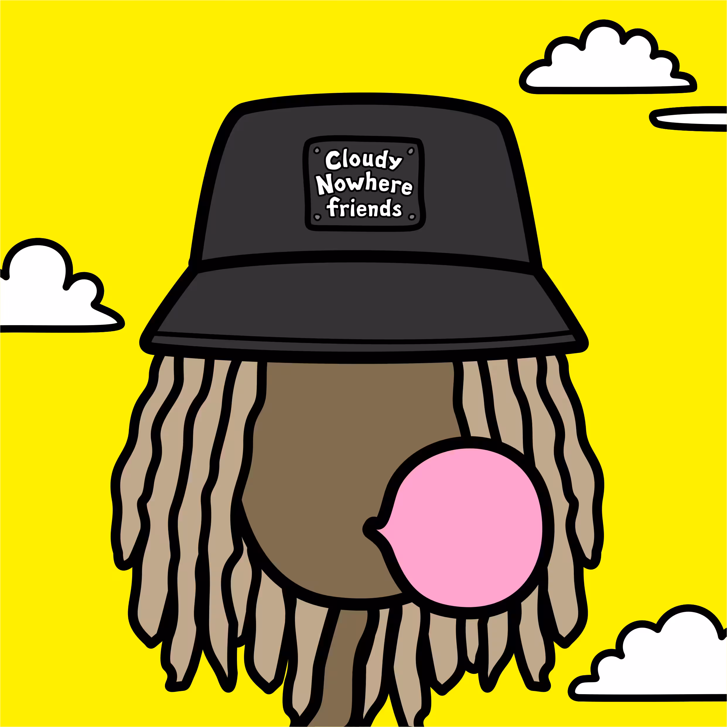 Panama hat with bubble gum