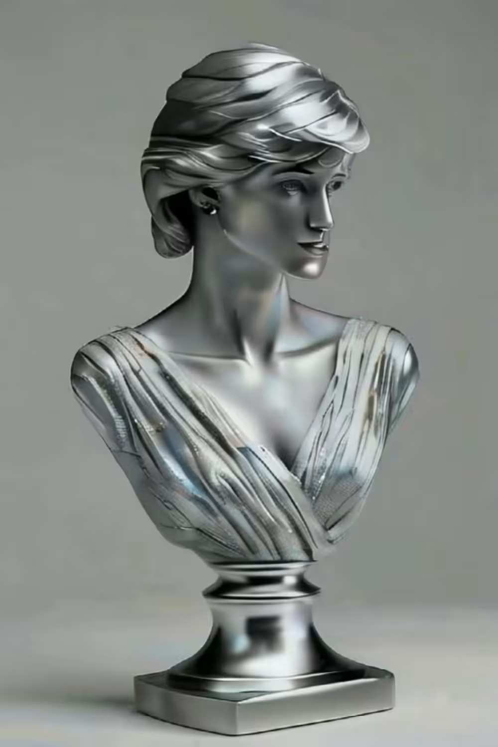 FAMOUS SCULPTURES: Princess Diana - Silver Bust Sculpture
