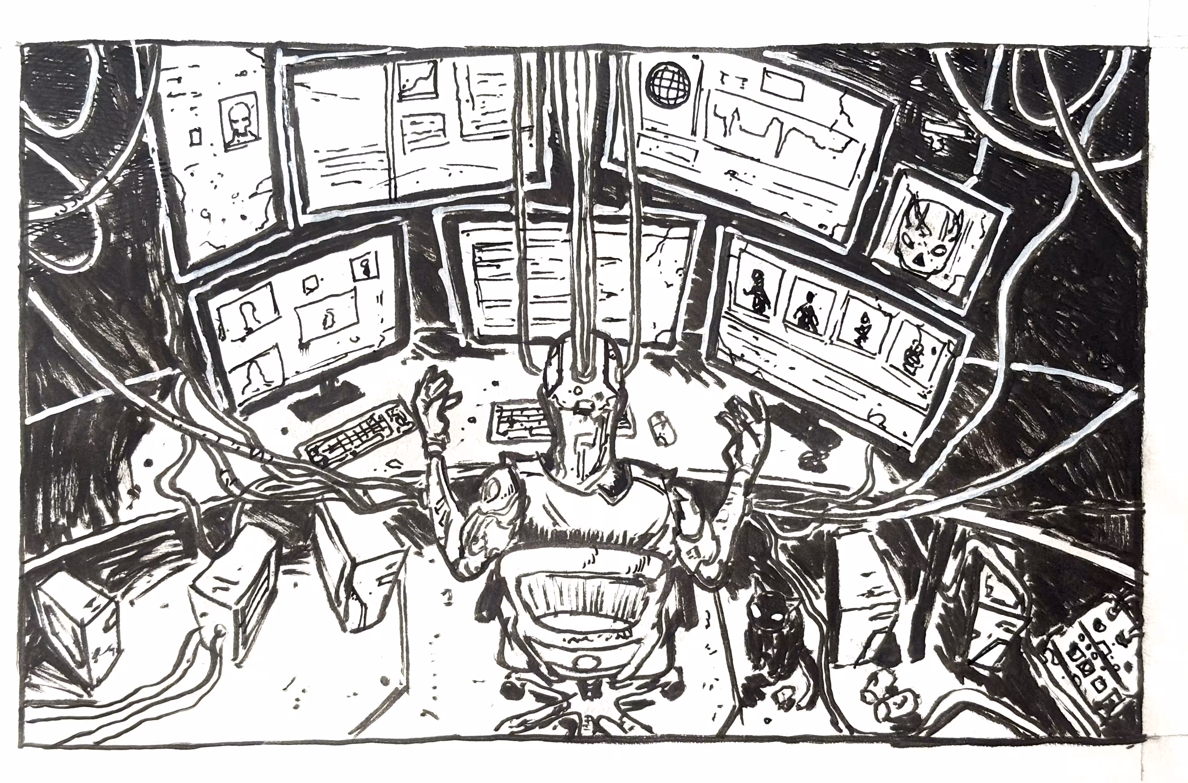 INKTOBER 2025: Cyberpunk Chronicles: Weave
