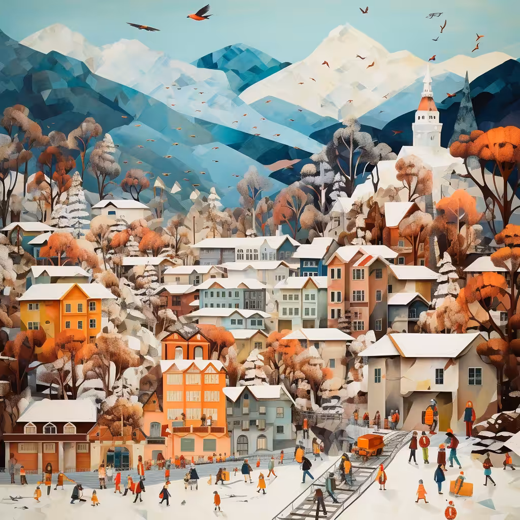 Colorful winter city