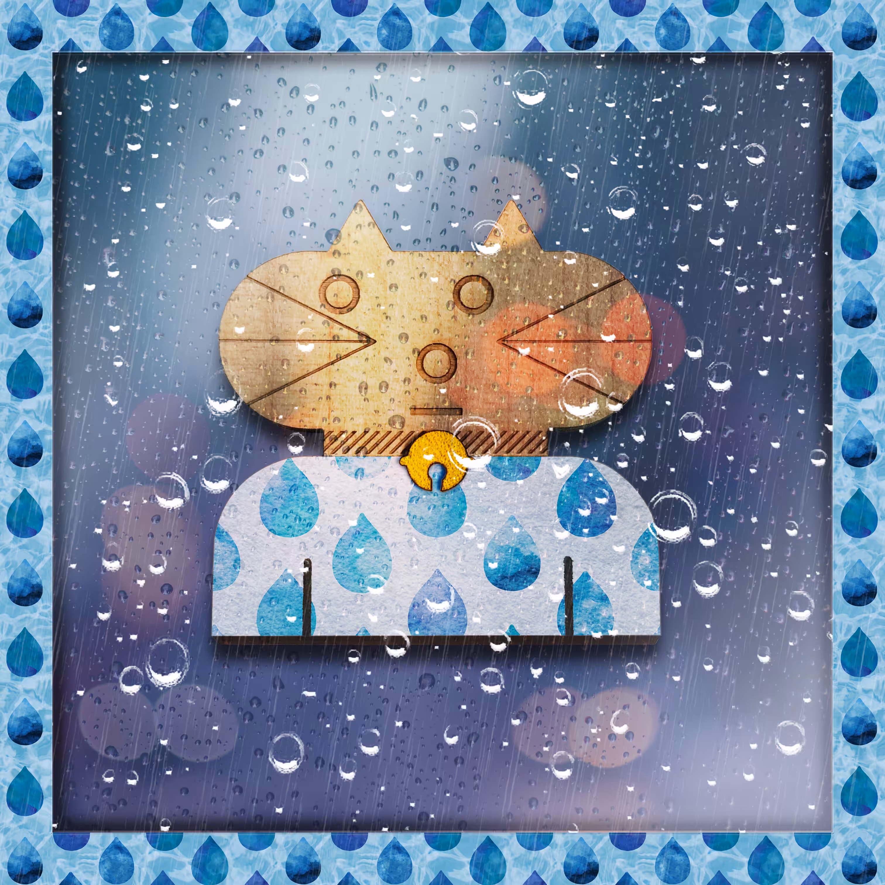 Pattern cat #014_rain drops