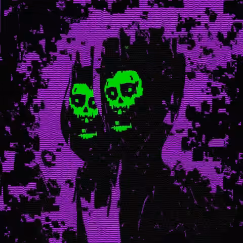 Glitchy Neon Skullscape