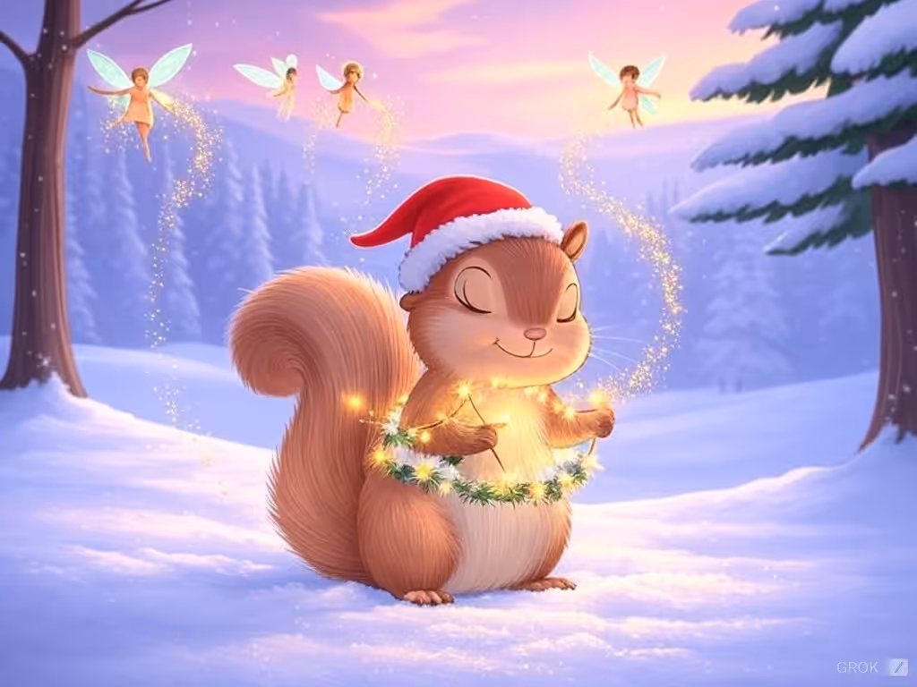 Winter Fairy Tale of Fairies and Squirrel 