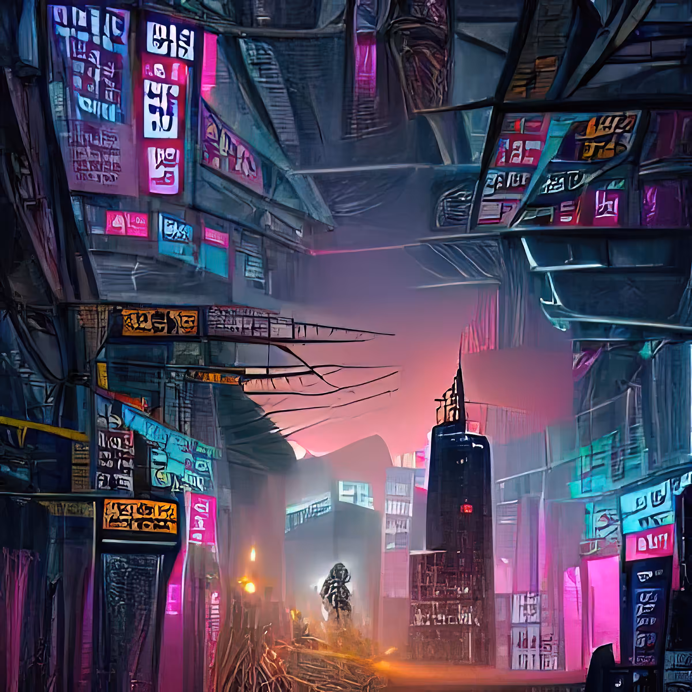 streets of cyberpunk city at dawn ILvYK4B4DOvCzhi1Uv0V