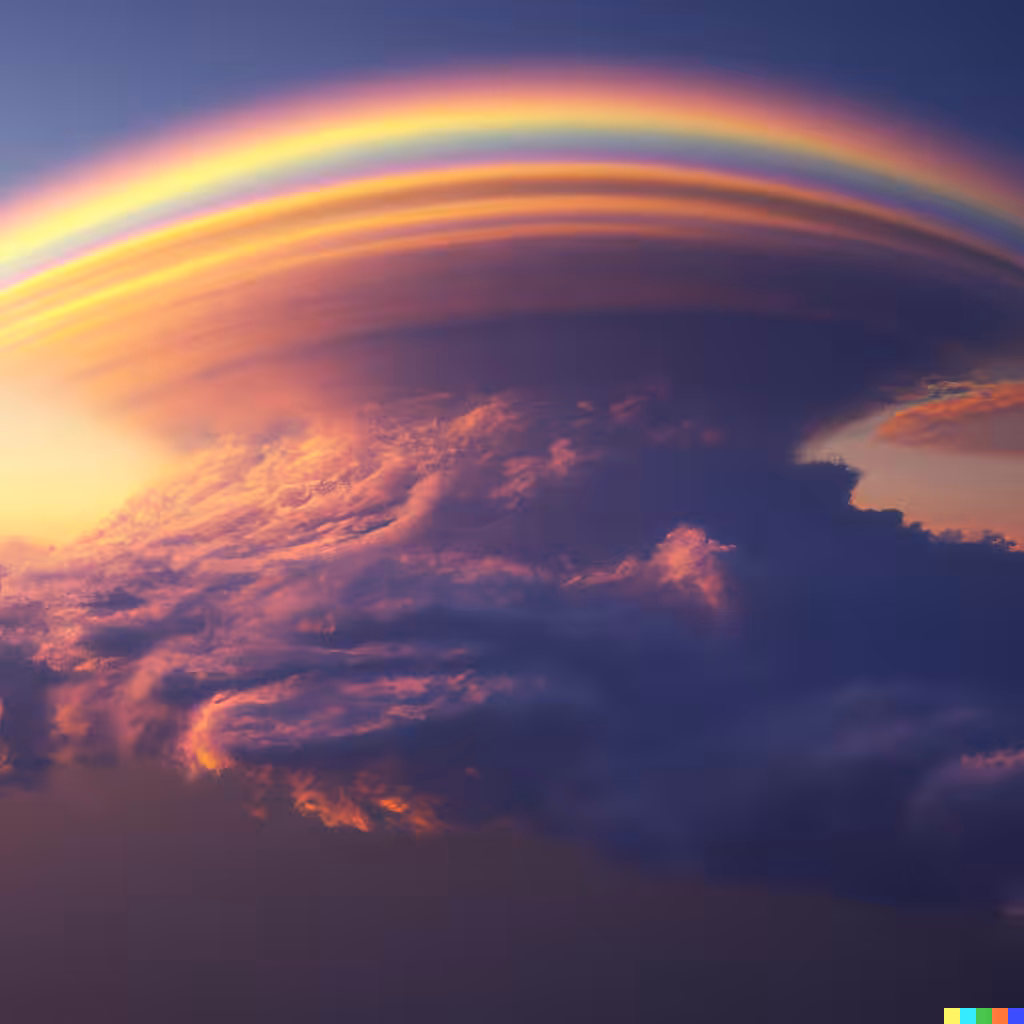 ☁️ 42 - a iridescent pyrocumulonimbus cloud at sunset