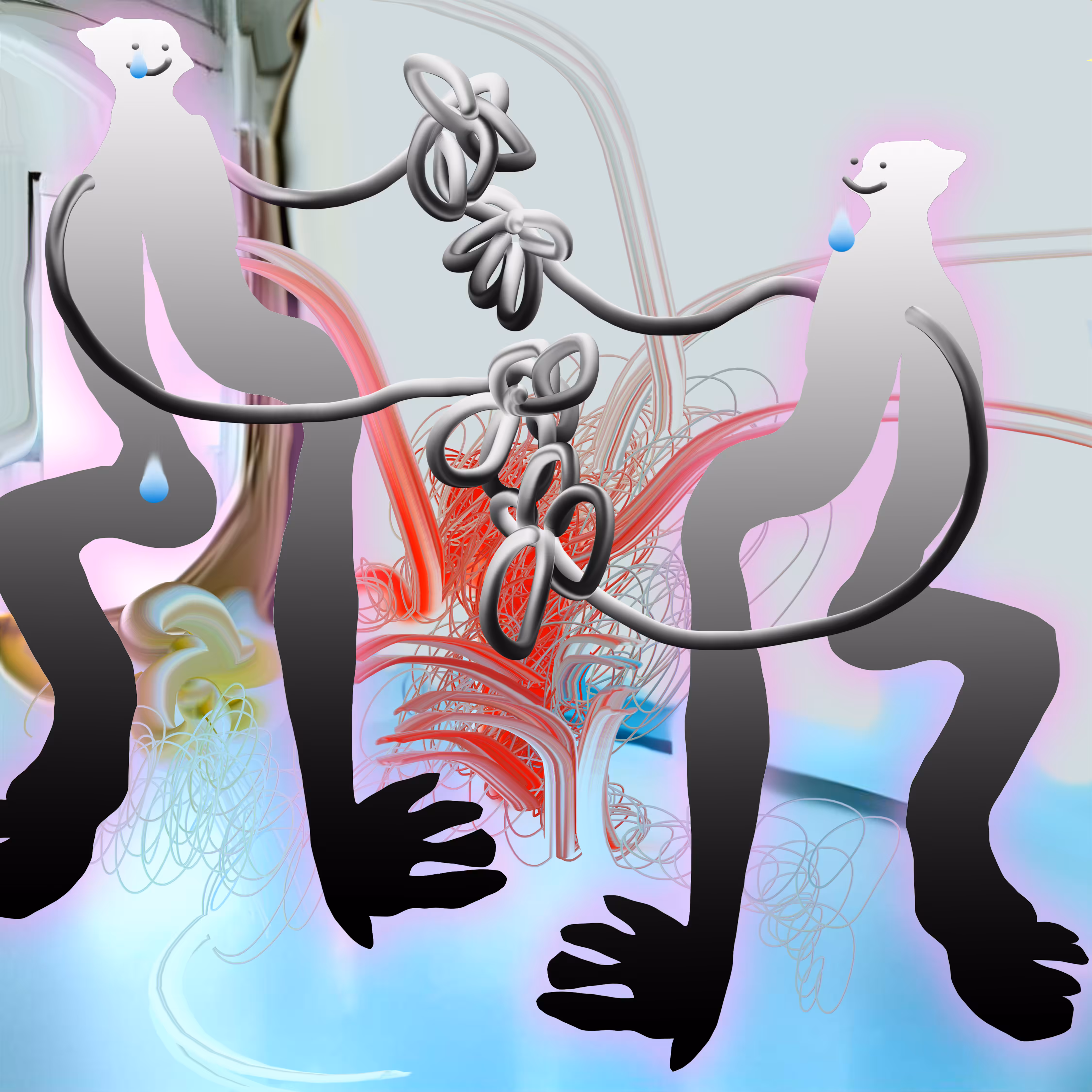 Meeting of identical forms at the exhibition of contemporary art