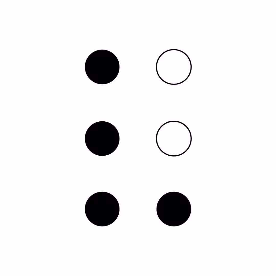 Braille Cells: The Audio/Visual Alphabet With Numbers: Braille Cell: V