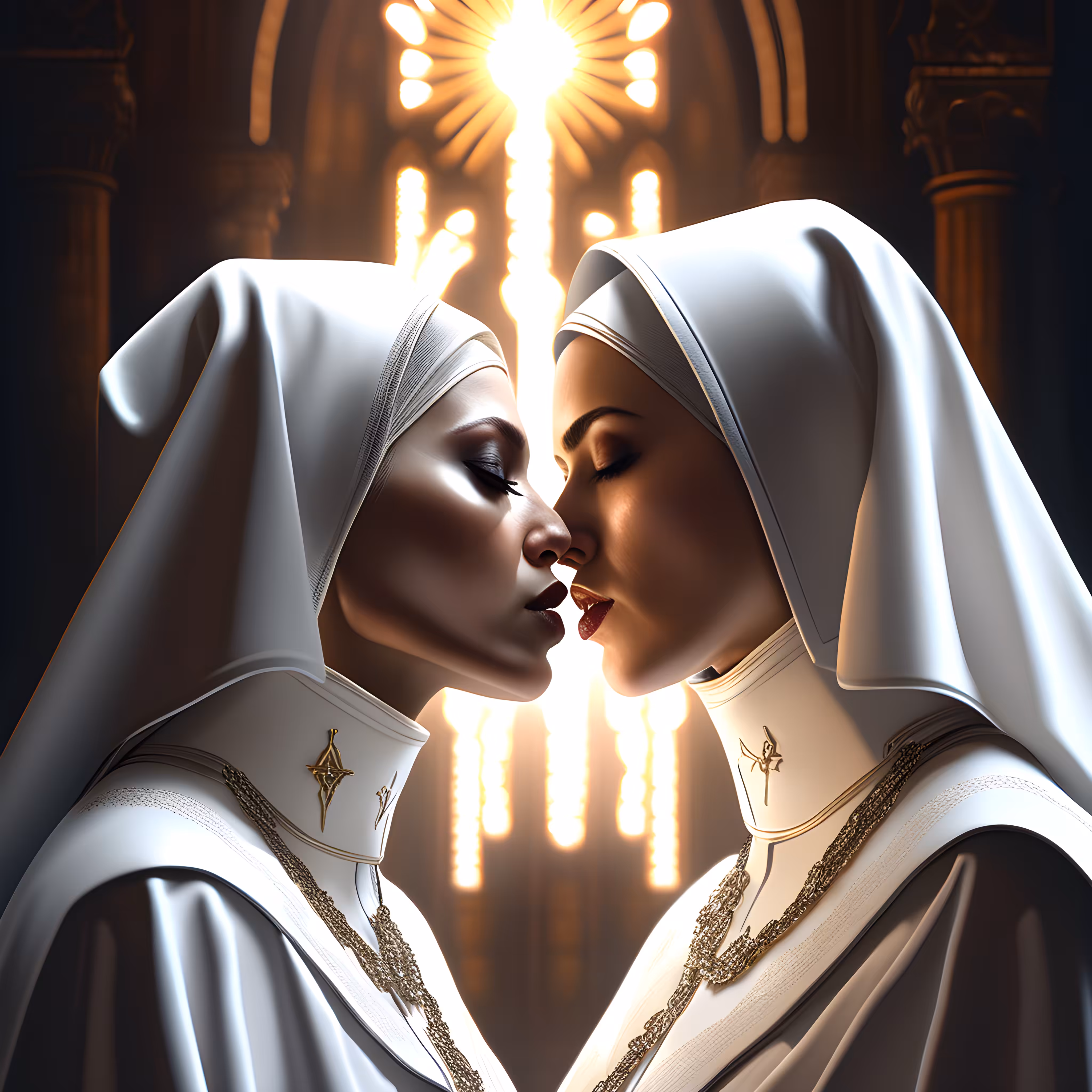 "Sacred Embrace: A Surreal Encounter of Souls"