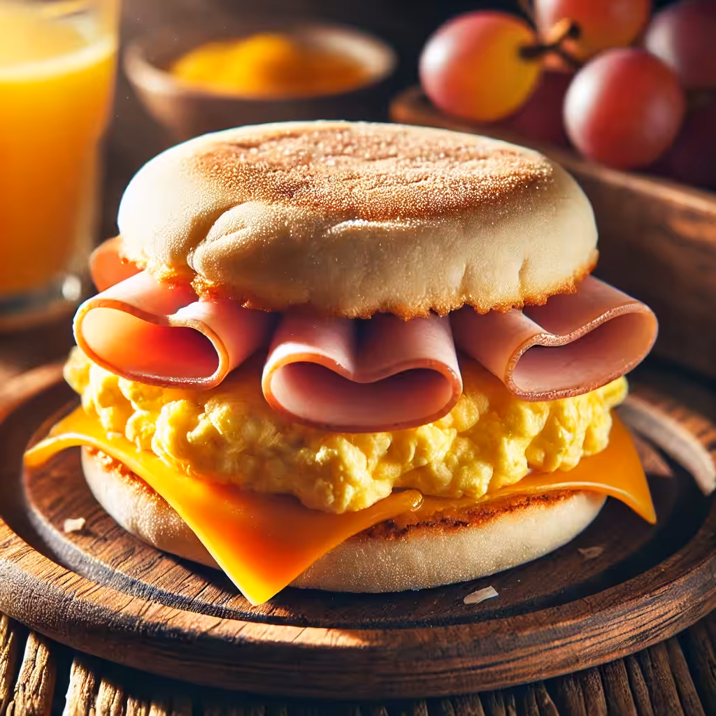 Breakfast Sandwich with Egg and Ham
