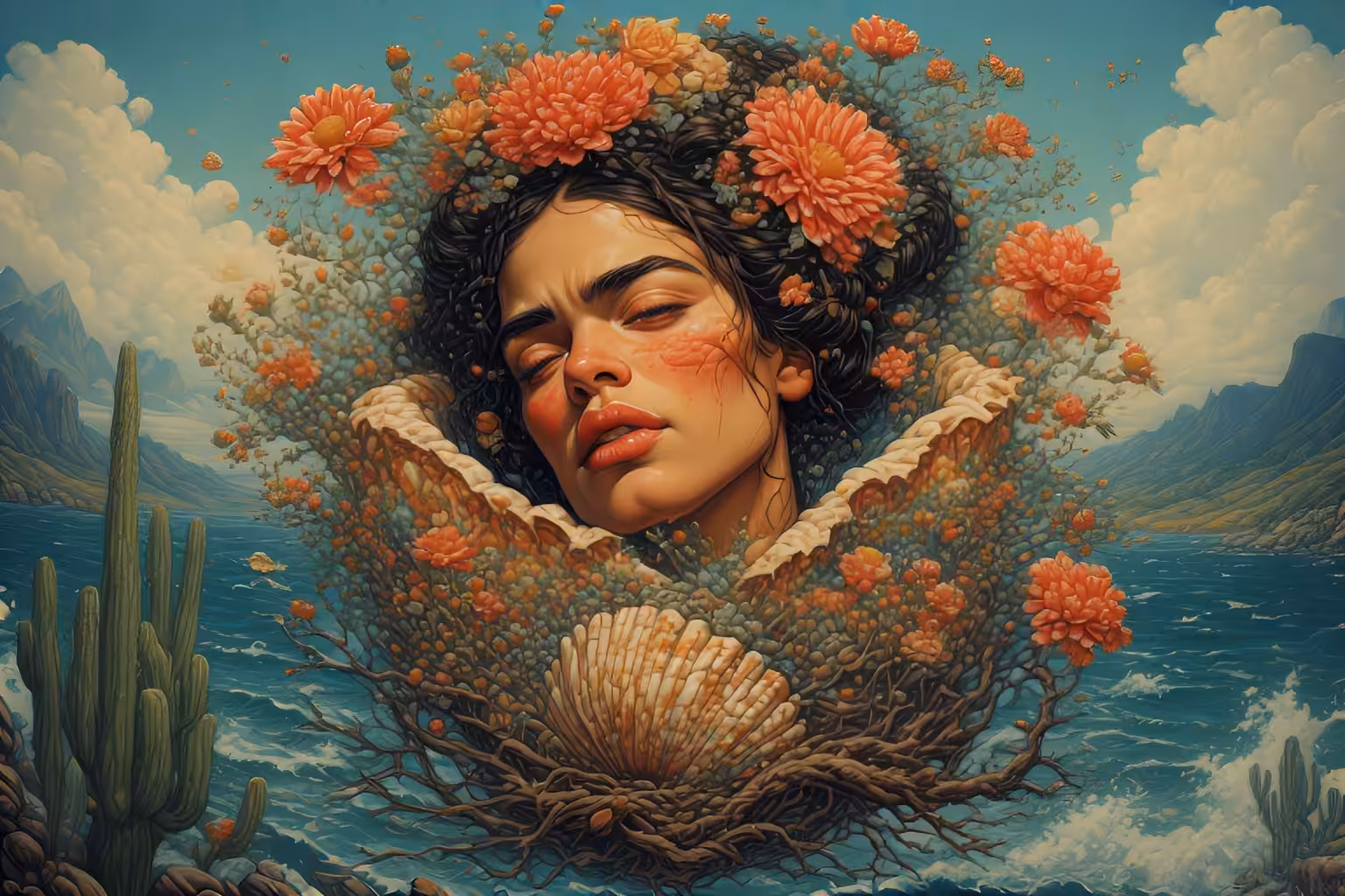 "The Birth of Venus" revisited by Frida Kahlo