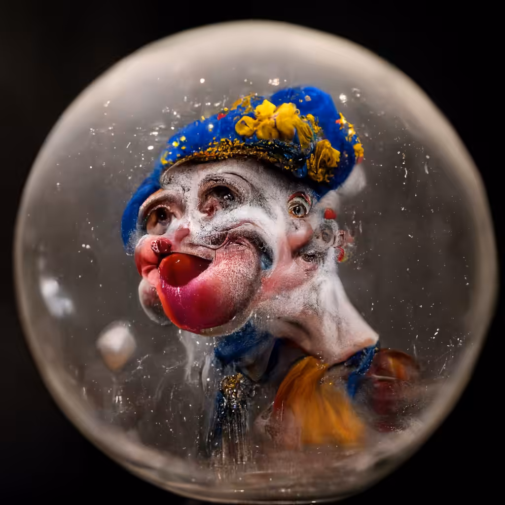 do bots dream of latent spaces : A clown is hunting a bubble inside a porcelain opera house V3