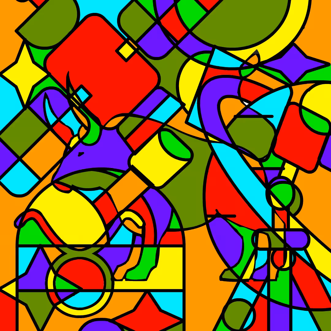 Taurus hidden in stained glass
