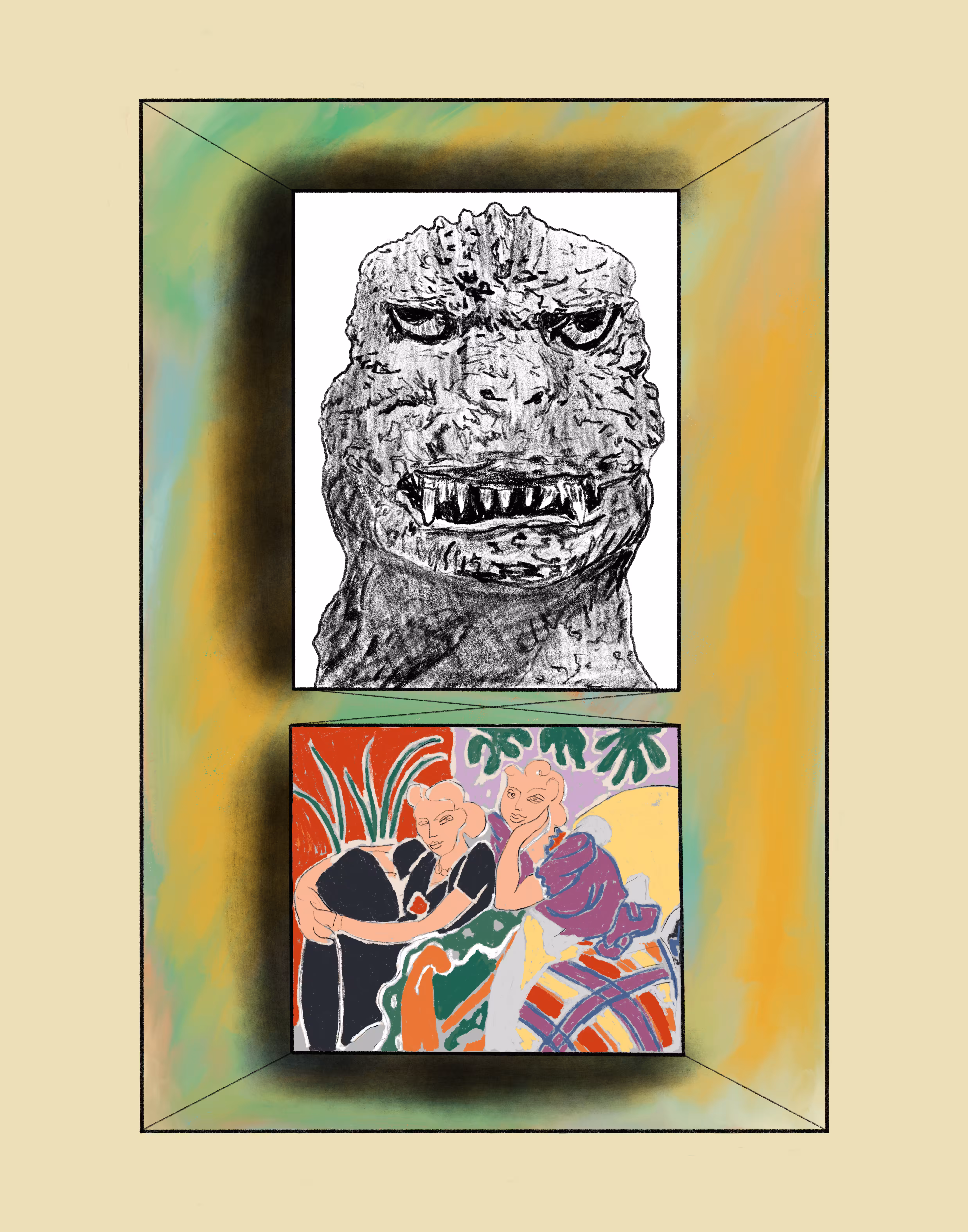 The Conversation Redux with Monster on Subtle Background