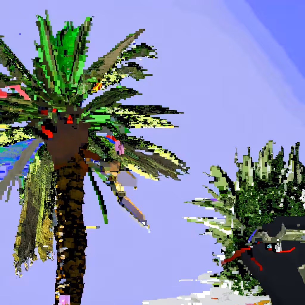 A palm tree next to a palm tree