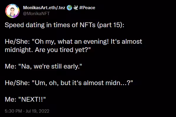 speed dating x NFTs 015: we are early