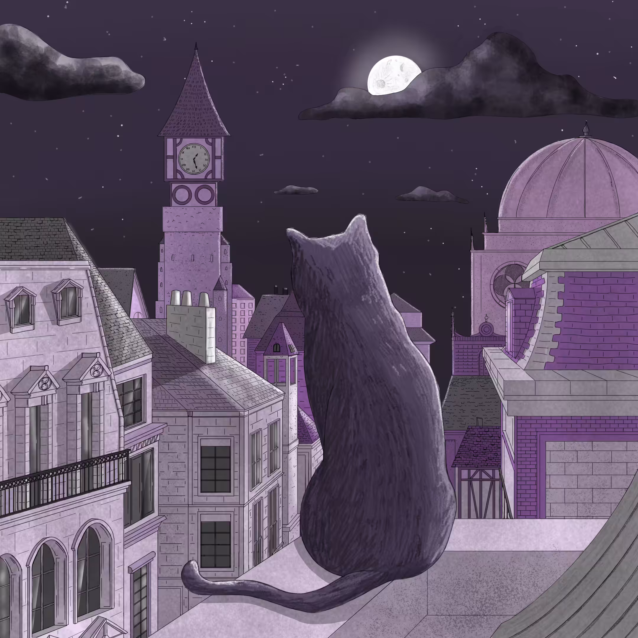 Cat Overlooking City