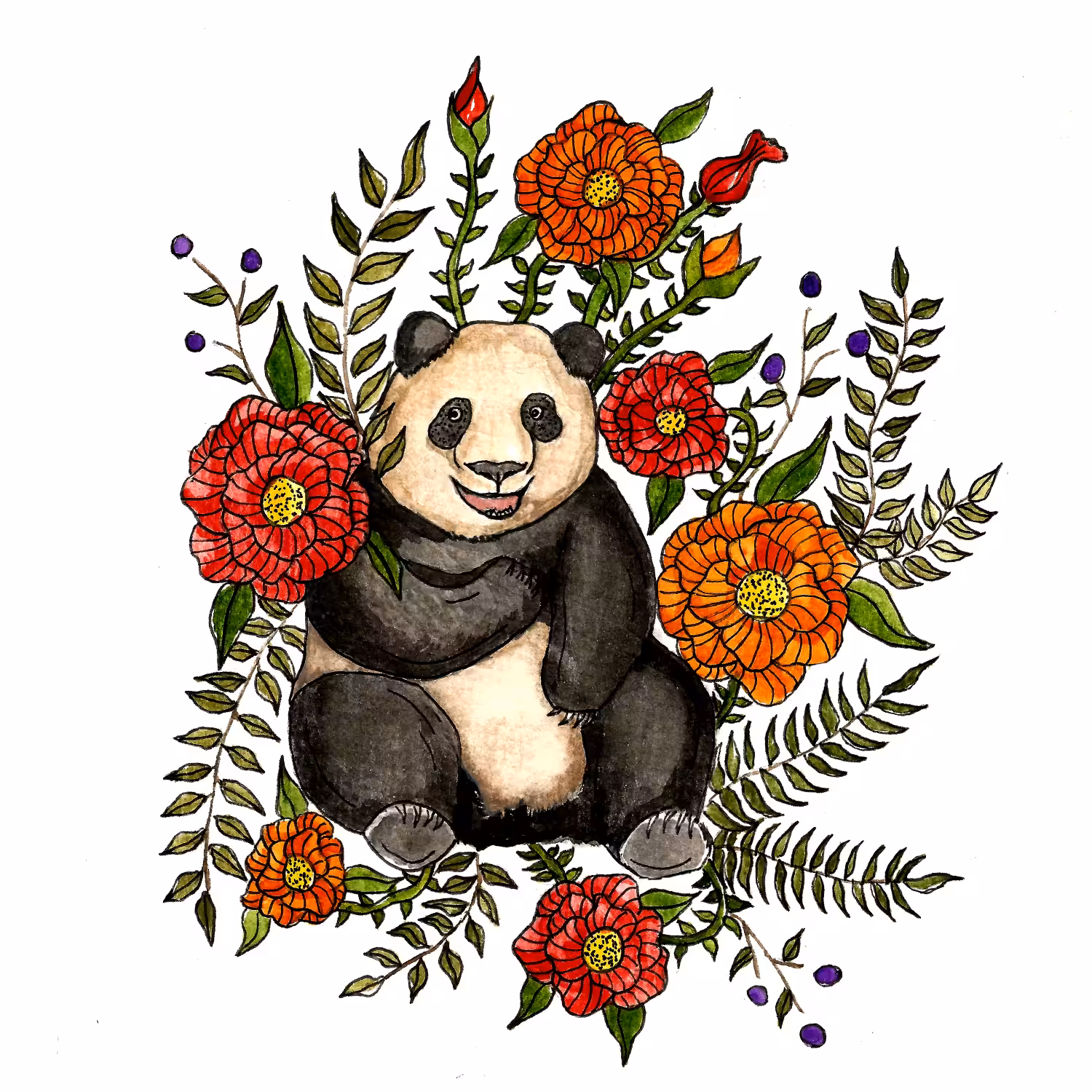 Panda In Between Bloom