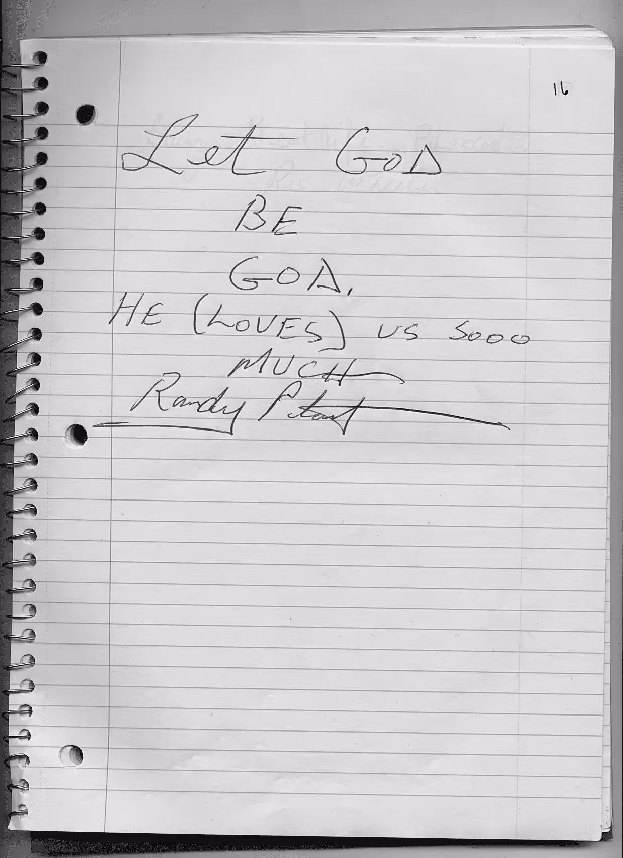 #16 Will you write in my notebook - Randy - Notebook Page