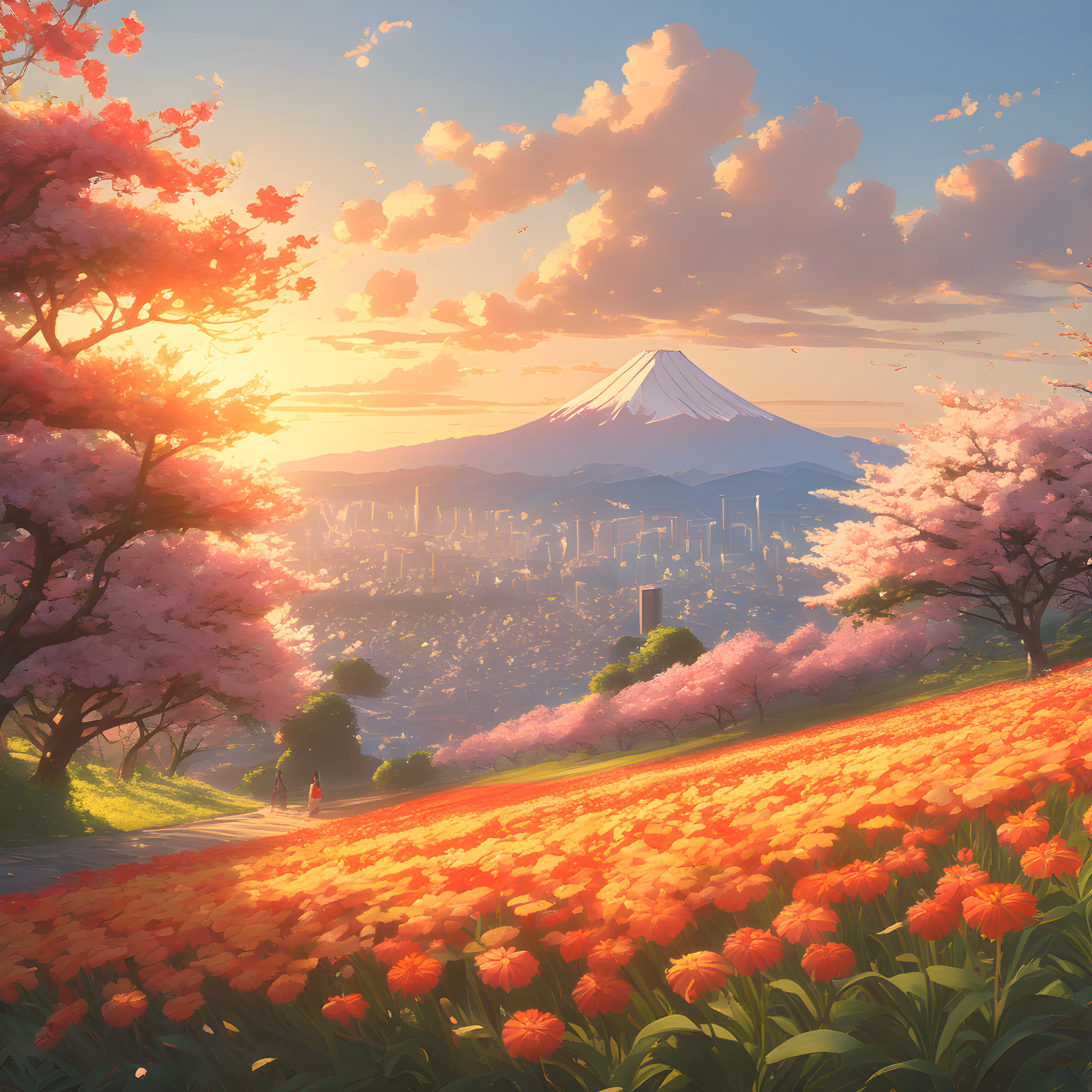 "Blossom Serenity: Where Mountain and City Embrace"