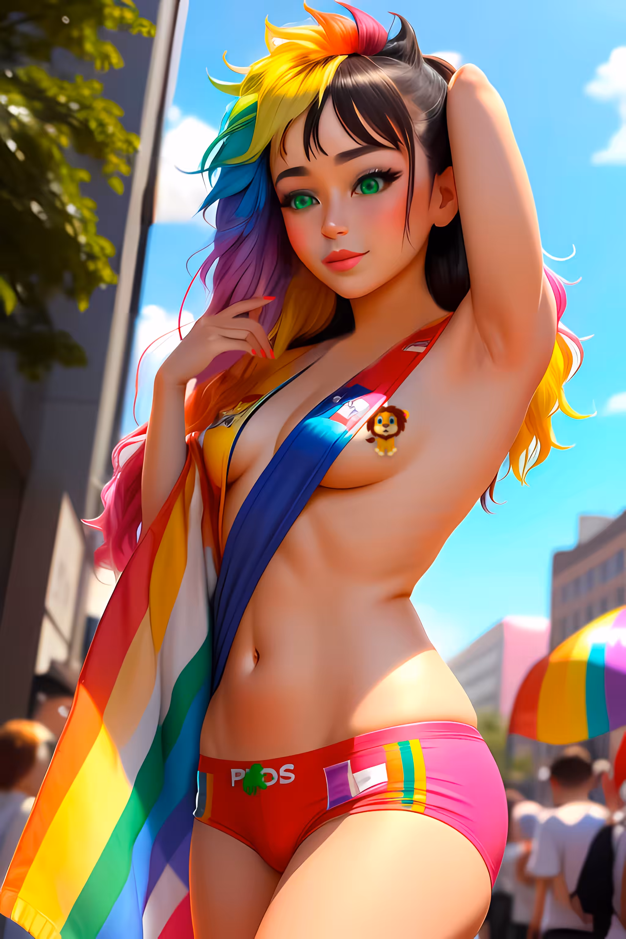 Rainbow in shorts