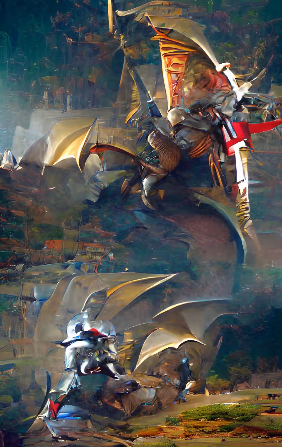 Knight and Dragon in Lair