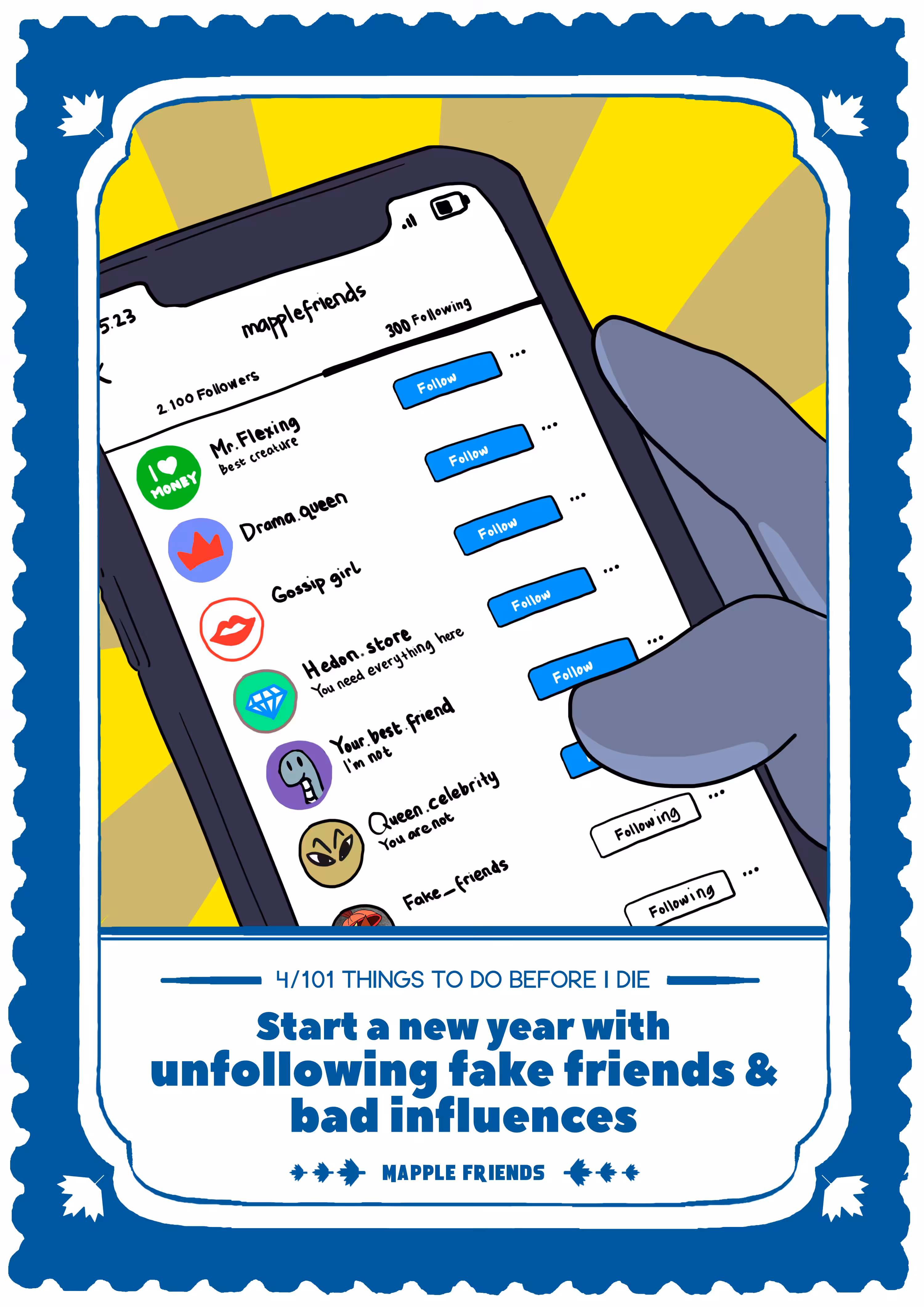Start a new year with  unfollowing fake friends & bad influences