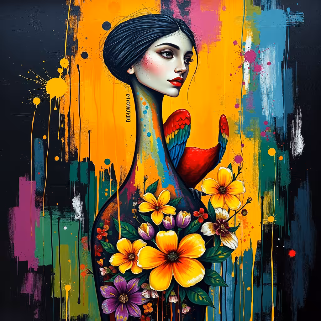 Long neck and flowers