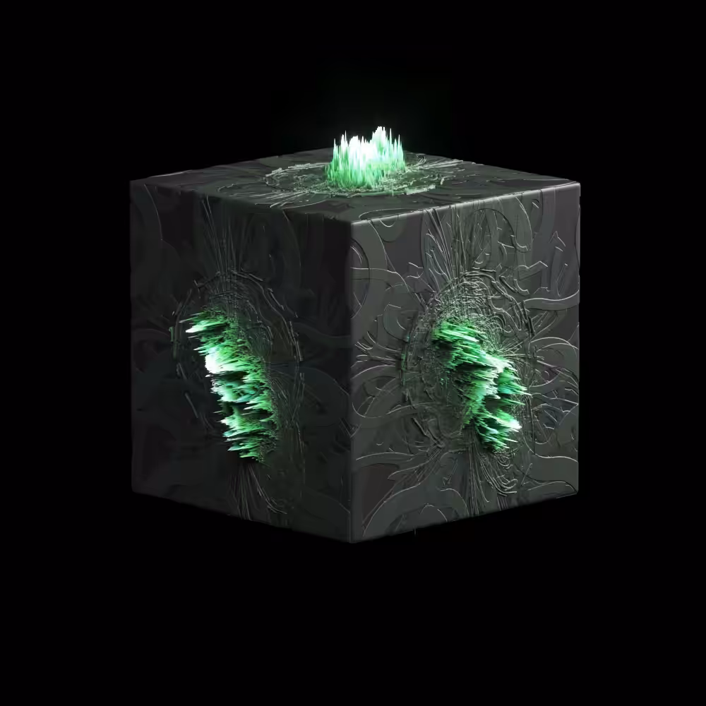 CUBE - GREEN GLITCH Style
