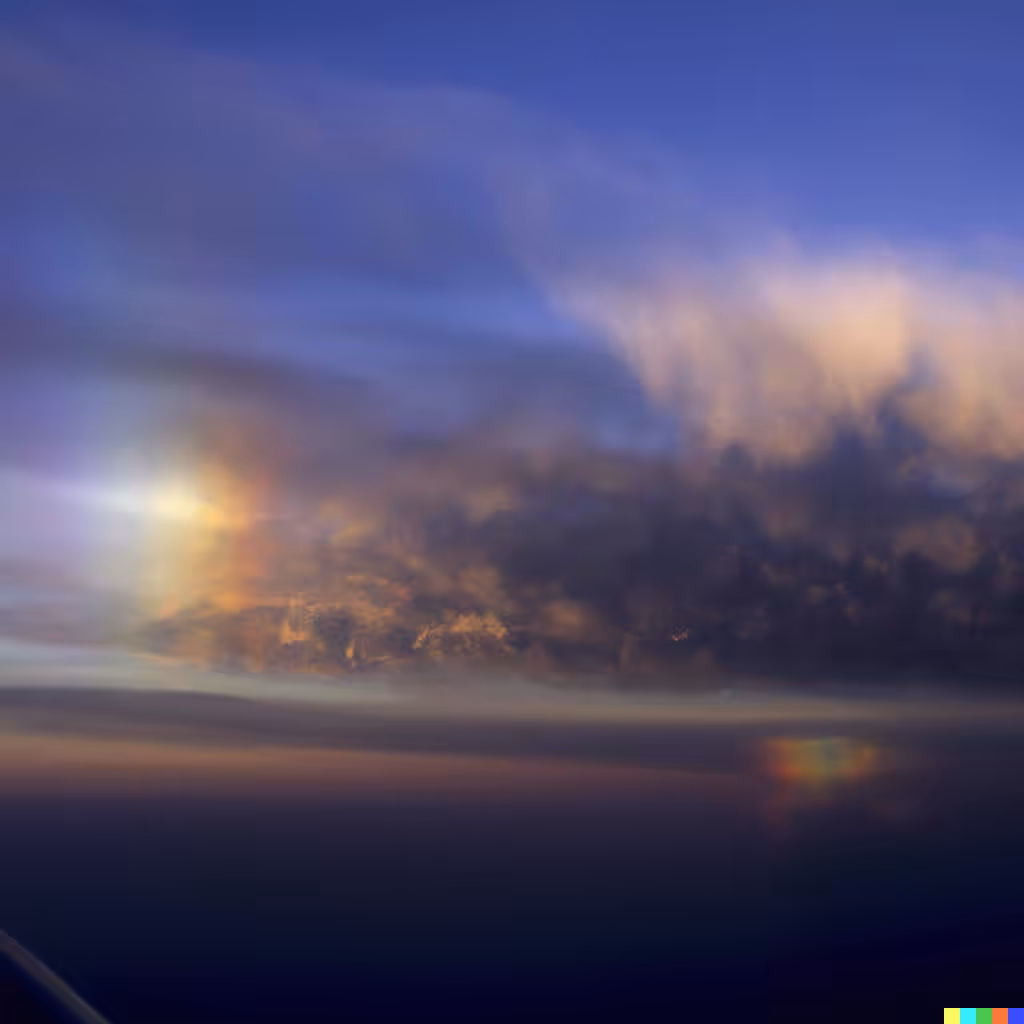 ☁️ 22 -  a iridescent cirrustratus cloud as observed from C130 research aircraft at sunset