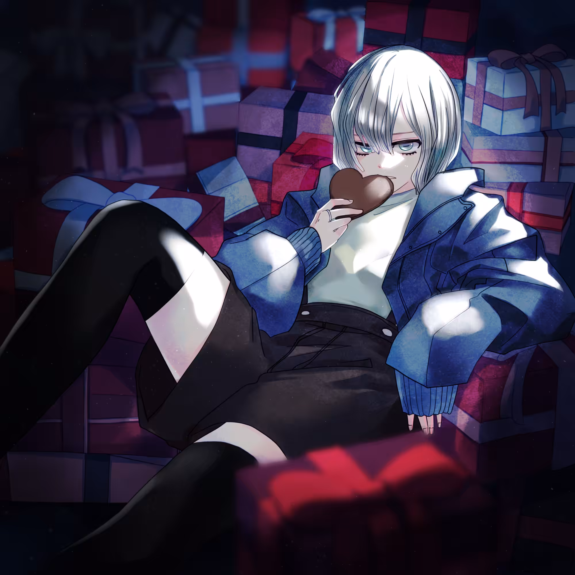 Surrounded by gifts.