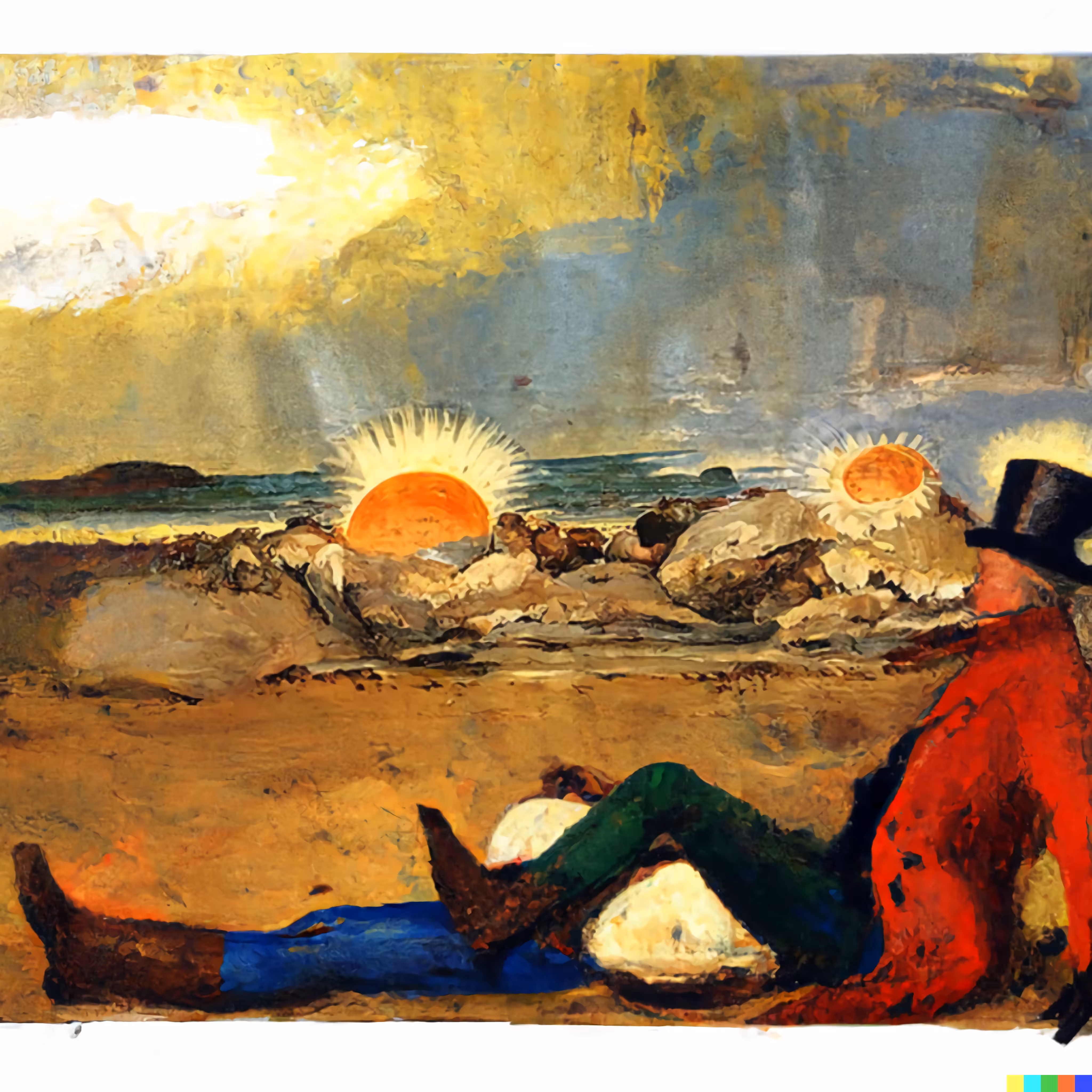 19th century aristocrats relaxing on the beach
