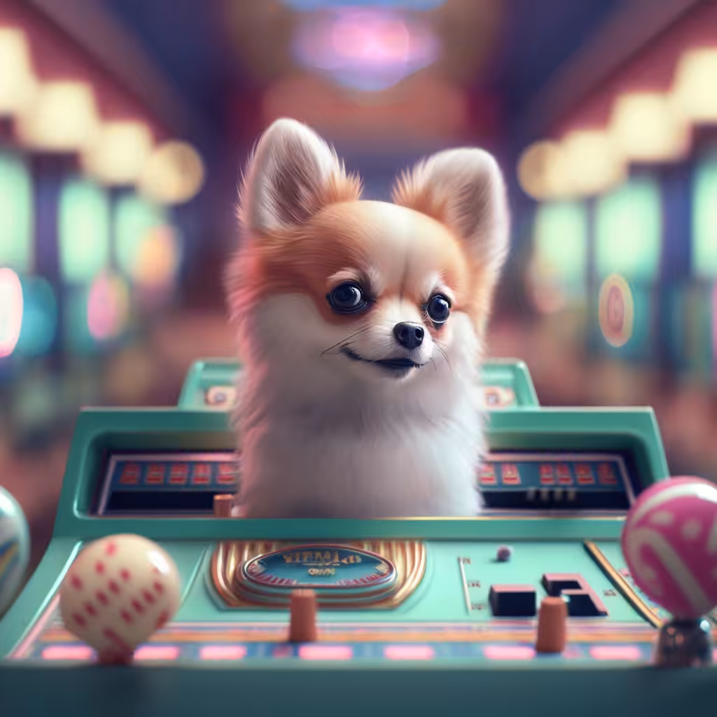 Teddy dog in the casino