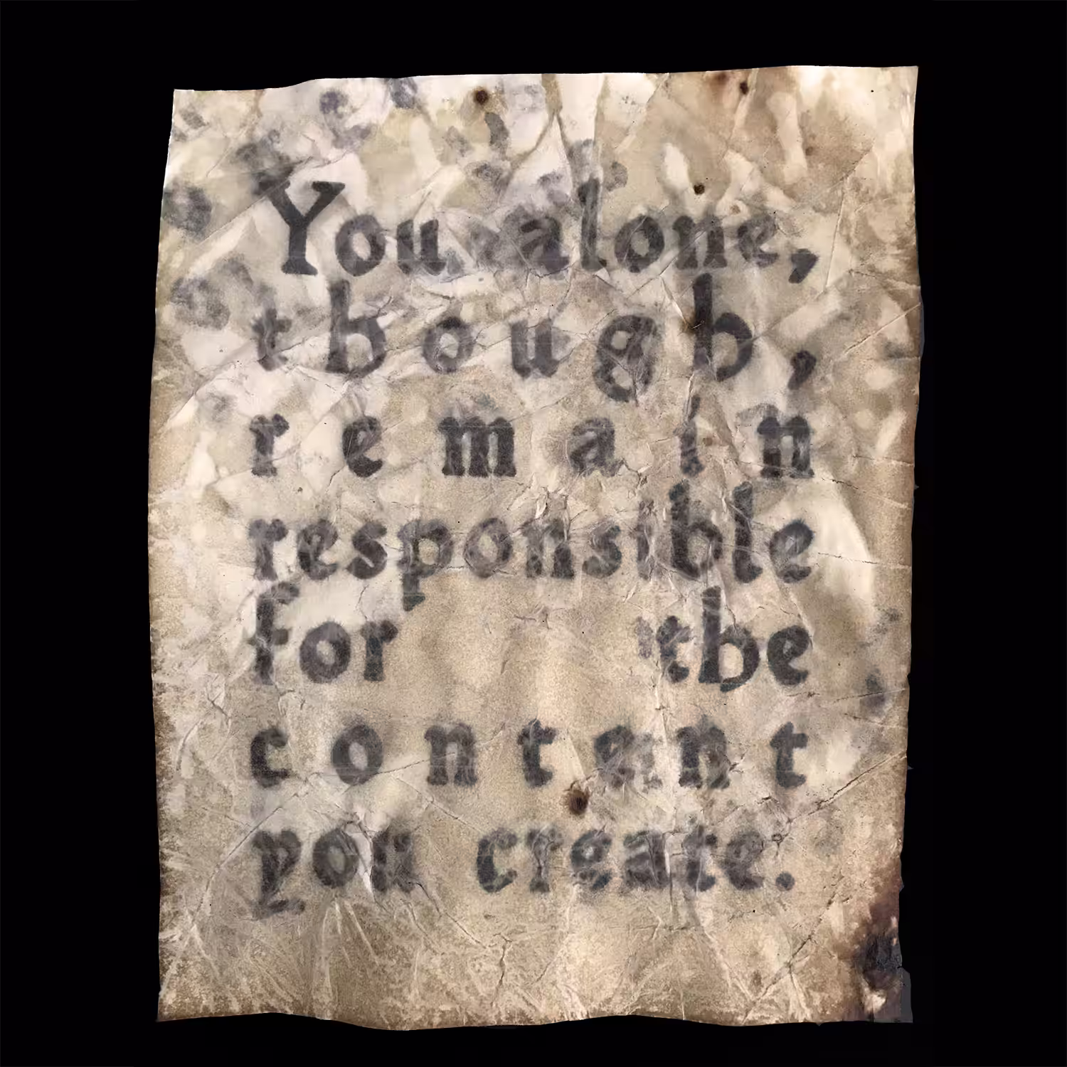 Terms and Conditions: You alone though remain responsible for the content you create